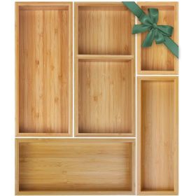 Bamboo Drawer Organizer Set, Individual Wooden Storage Trays For Kitchen, Bedroom, Bathroom, Office And Home Organization