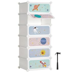 SONGMICS Kids' Shoe Rack With Doors, 6-Slot Stackable Storage Organizer