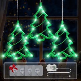 3 Pack LED Christmas Tree Window Lights, 8 Modes With Timer