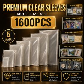 -100Pcs Clear Stamp Sleeves 16 Sizes Organizer Storage Bags For Cards Photos Set