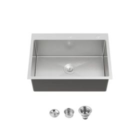Kitchen Sink, 27â€³x19â€³ Single Bowl, Overmount Handmade Sink in Dark Gray, with US Standard Drain and Hook[Unable to ship on weekends,usps/fedex]