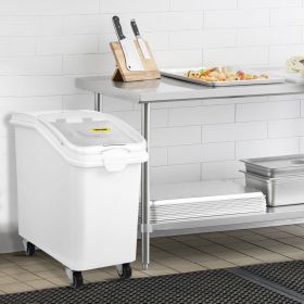 27 Gallon Ingredient Storage Bin 500 Cup Ingredient Bin With Scoop And Sliding Lid Commercial Food Container Ideal For Kitchen, White