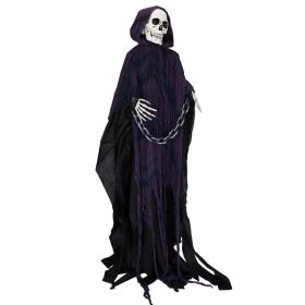 6ft Halloween Decorations Outdoor Life Size Animatronics Grim Reaper With Chain,Sound-Actived Party Decor With Creepy Sound ,Scary Haunted House Props