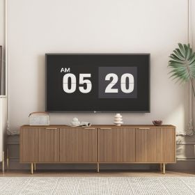 Wood Modern TV Stand Fluted 68 T, Entertainment Center With Storage Doors, TV Console Media Cabinet,  For 55  Inch TV, Living Room