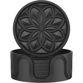 6 Pack Silicone Drink Coasters With Holder For Coffee Table Bar Desk Non-Slip Tabletop Protection Coaster Set For Home And Office