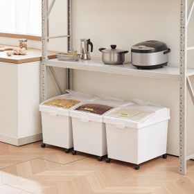 Ingredient Bin, 10.5 Gallons Capacity Ingredient Storage Bin, PP Material Flour Bins On Wheels, White Shelf Ingredient Bin With Scoop And Sliding Lid,