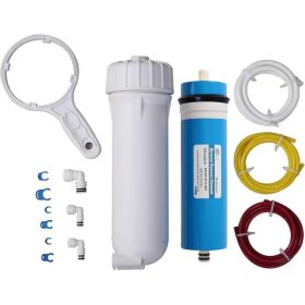 HUINING Reverse Osmosis Membrane 50/75/100/150/400/500GPD and RO Membrane Housing Kit with Quick Connector,Check Valve,Water Pipe,Wrench  for Resident
