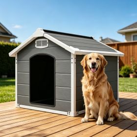 50.5" Large Dog House for Large Breeds, Outdoor Indoor Heavy Duty Pet House, Waterproof UV Protected, Scratch Resistant Double-Wall PP Board, Front &