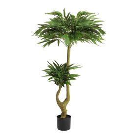 5FT Artificial Willow Tree Tall Fake Potted Plant Faux Green Silk Tree with Black Plastic Pot for Indoor Home Office Living Room Bedroom Decoration, 1