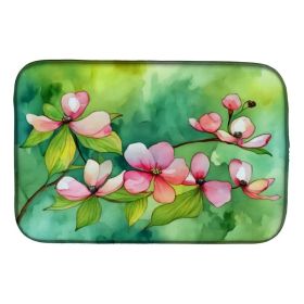 Virginia American Dogwood in Watercolor Dish Drying Mat Absorbent Dish Drying Mat Pad for Kitchen Counter Dish Drainer Mat for Countertop, 14 x 21", M