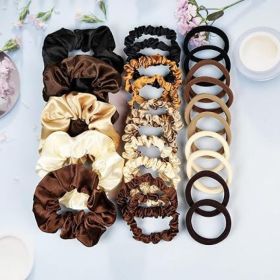 30Pcs Hair Ties Scrunchie Set For Women And Girls, Neutral Color Elastic Hair Accessories