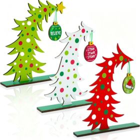 3 Pcs Christmas Decorations Wooden Table Centerpiece Christmas Tree Decor