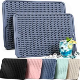 2 Pack Silicone Dish Drying Mat For Kitchen Counter Multiple Usage For Baking Cooking Placemats ShowerOrganizer Office Apartment Coffee Accessories Wo