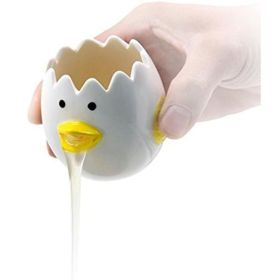 LuoCoCo Novelty Ceramic Chicken Egg Yolk Separator  Cute Vomiting Egg White Filter & Baking Tool Yellow