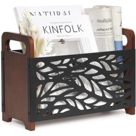 Wood Magazine Holder, Rustic Magazine Rack And File Organizer For Home, Office, Living Room And Bedroom