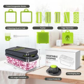 Vegetable Chopper, 12 In 1 Food Veggie Chopper Cutter With Container  7 Sharp Blades Dice, Slice, Shred And Grate For Salads, Onions And Meal Prep Wit
