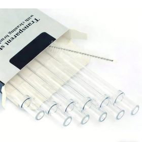 Plastic Straws, Reusable Clear Transparent Straight Drinking Straws, Set Of 6 With 2 Cleaning Brushes
