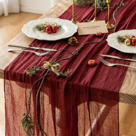 Fall Christmas Decorations Burgundy Cheesecloth Table Runner 120 Inches