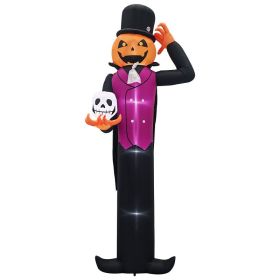 12ft Cape Pumpkin Man 5 White LED Lights Halloween Inflatable Decoration 12V