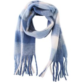 Women's Oversized Rainbow Plaid Scarf, Tassel Winter Shawl Wrap, Lightweight Knit Blanket For Travel