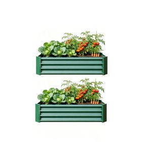 2PCS Green 4Ã—2Ã—1ft Metal Raised Garden Bed, Rectangle Raised Planter for Flowers Plants, Vegetables Herb