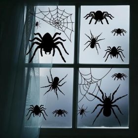8-Sheet Large Halloween Spider Window Clings, Spooky Window Decals And Stickers For Home And Party Decor