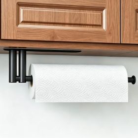 Black Under Cabinet Paper Towel Holder Adhesive Or Wall Mounted Roll Organizer For Kitchen Bathroom Counter Storage And Easy Access