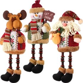 3 Pcs Christmas Santa Snowman Reindeer Sitters With Long Legs