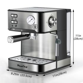 20 Bar Professional Espresso Machine With Milk Frother, Single & Double Shot, ESE Pod Compatible, Pressure Display, Removable Water Tank For Cappuccin
