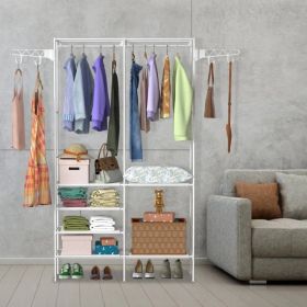 66.1x42.1x14.2in Perfect 4 layers of shelves Closet Organizing rack, weight capacity of the hanging rod and the fabric rack reaches up to 33lbs and 11