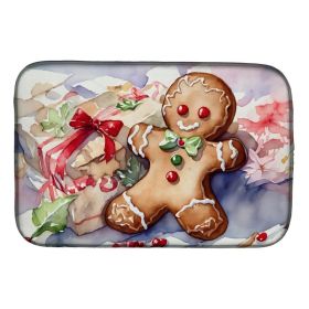 Christmas Gingerbread Men Dish Drying Mat Absorbent Dish Drying Mat Pad for Kitchen Counter Dish Drainer Mat for Countertop, 14 x 21", Multicolor