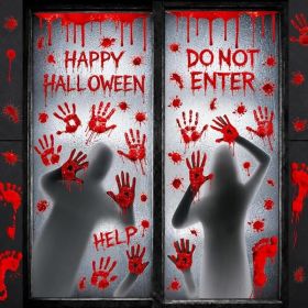6-Sheet Large Halloween Bloody Window Clings, Scary Horror Stickers And Spooky Decals For Home Party Decor