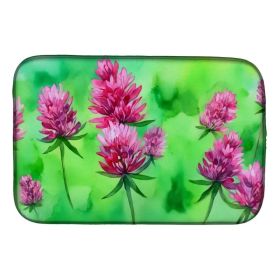 Vermont Red Clover in Watercolor Dish Drying Mat Absorbent Dish Drying Mat Pad for Kitchen Counter Dish Drainer Mat for Countertop, 14 x 21", Multicol