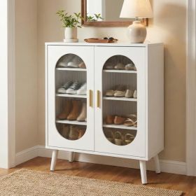 Two-door, Polycarbonate Sheet Shoe Cabinet With Four Internal Layers, USB LED Strip, And 24 Adjustable Buttons. Made Of Particleboard And Polycarbonat