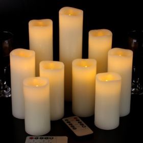 Battery Operated Real Wax LED Pillar Candles With Remote, Ivory