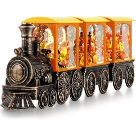 Fall Snow Globe Lantern Fall Decorations For Home, Lighted Fall Decor With Pumpkin Turkey Gnome Train