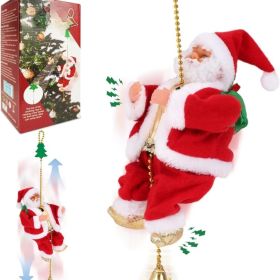 3 Mode Climbing Santa On Rope, Animated Musical Christmas Decoration