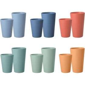 12 Pack Wheat Straw Cups, 6 X 20 Oz & 6 X 12 Oz, Reusable Unbreakable Plastic Drinking Cups, BPA-Free, Microwave & Dishwasher Safe