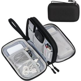 Electronic Organizer Travel Tech Pouch, Medium Black Cable And Accessory Storage Bag For Chargers, Cords, Earbuds And Gadgets