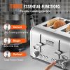VEVOR Retro Stainless Steel Toaster, 4 Slice, 1625W 1.5'' Extra Wide Slots Toaster with Removable Crumb Tray 6 Browning Level