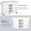 Kitchen cart with Rubber wood desktop rolling mobile kitchen island with storage and 5 draws 53 Inch length(White)