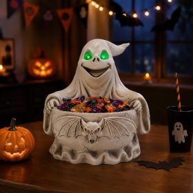 Not For Sale On Wayfair--- Halloween Ghost Storage Bowl Figurine, Spooky Candy Dish With LED Light For Halloween Party