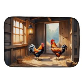 Chickens in the Coop Dish Drying Mat Absorbent Dish Drying Mat Pad for Kitchen Counter Dish Drainer Mat for Countertop, 14 x 21", Multicolor