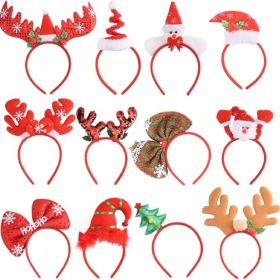 12 PCS Holiday Headbands,Cute Christmas Head Hat Toppers,Great Fun And Festive For Christmas Party Favors Holiday Favors Photos Booth