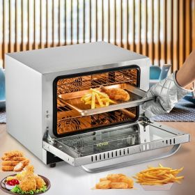 Commercial Convection Oven, 21L 19Qt, Quarter-Size Conventional Oven Countertop, 1440W 3-Tier Toaster W Front Glass Door, Electric Baking Oven W Trays
