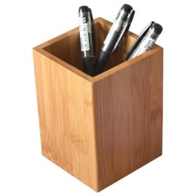 Bamboo Wood Pen And Pencil Holder, Multipurpose Desktop Organizer Cup For Office Supplies, Makeup Brushes And Small Accessories