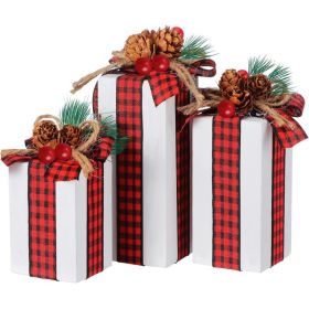 Christmas Table Centerpieces 3 Units, Black Red Buffalo Plaid Decorations For Dining Table, Holiday Party And Home Decor