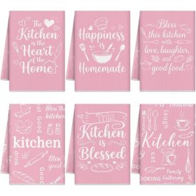 6 Pack Kitchen Towels Absorbent Microfiber Dish Towels 16x24 Inch Decorative Hand Tea Towels With Heart Of The Home Quote Baking Theme Decor