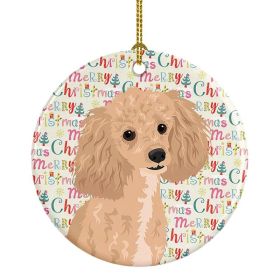 Poodle Toy Apricot #1 Christmas Ceramic Ornament Christmas Tree Hanging Decorations for Home Christmas Holiday, Party, Gift, 3 in, Multicolor