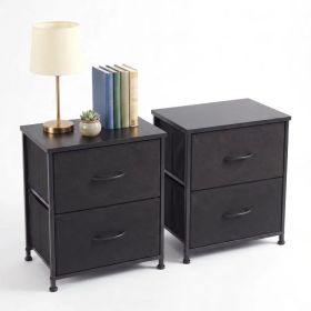 2-Pack 2/4-Drawer Dresser with Metal Frame & Wood Top, FabricStorageOrganizer,Black